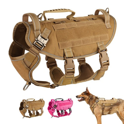 Taktisk militær hundesele med flere håndtak 2 farger M-L