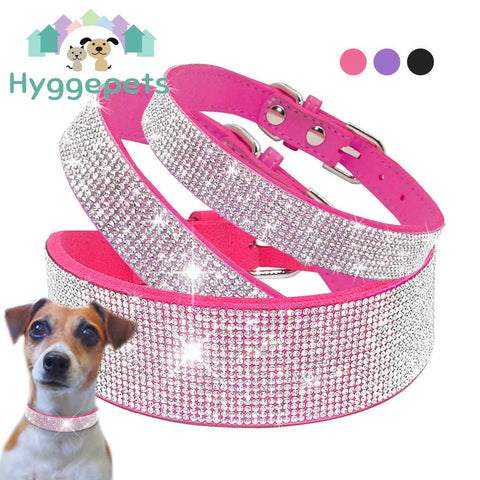 Full krystall diamant myk og fleksibel halsbånd i 5 farger XS-XXL rosa hundehalsbånd med diamanter