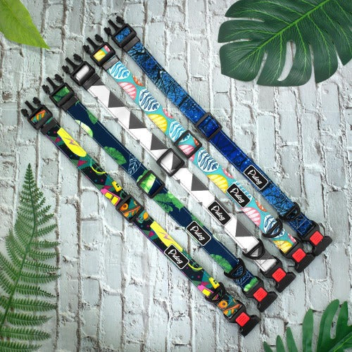 Cool colorful nylon collar with plastic safety buckle S-L - personalized custom engraved id tag dog cat collar personlig tilpasset gravere hund katt halsbånd 