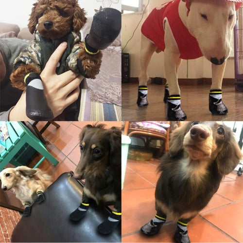 Waterproof elastic sock booties with rubber coating S-XXL - personalized custom engraved id tag dog cat collar personlig tilpasset gravere hund katt halsbånd 