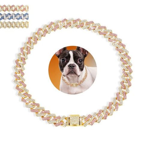 Luksus diamanthalsbånd til hund i 3 farger