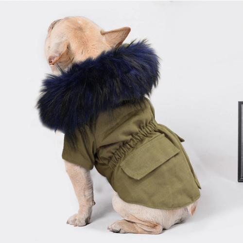 Fashion hundejakke med avtakbar pels i 2 farger S-XXL