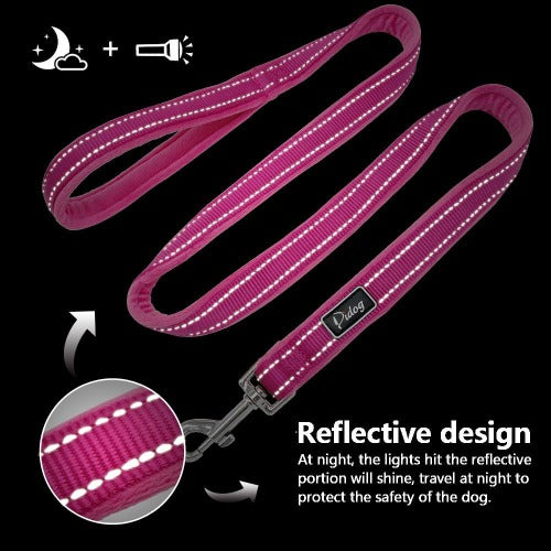 Light reflective flannel leash in 4 colors S-M - personalized custom engraved id tag dog cat collar personlig tilpasset gravere hund katt halsbånd 