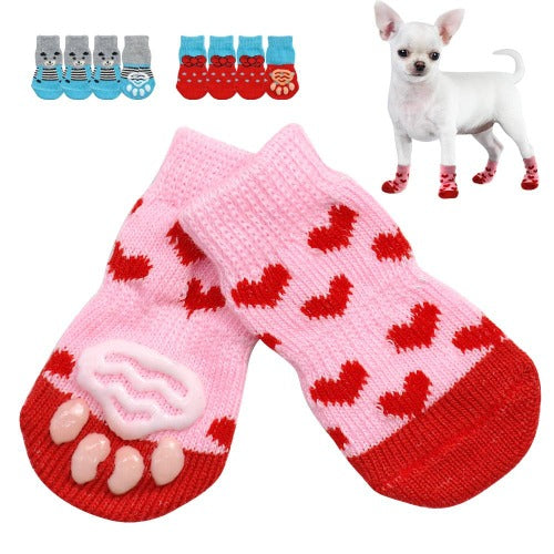 Cute anti-slip knit socks in 3 colors S-L - personalized custom engraved id tag dog cat collar personlig tilpasset gravere hund katt halsbånd 