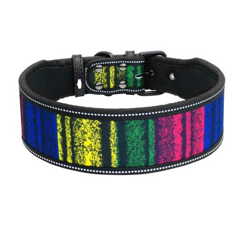 Colorful wide collar in 5 styles S-L - personalized custom engraved id tag dog cat collar personlig tilpasset gravere hund katt halsbånd 