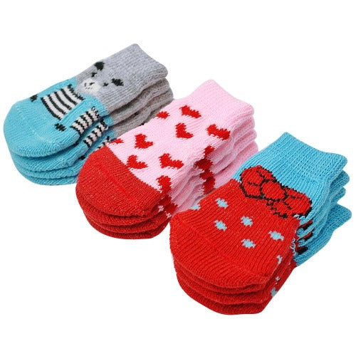 Cute anti-slip knit socks in 3 colors S-L - personalized custom engraved id tag dog cat collar personlig tilpasset gravere hund katt halsbånd 