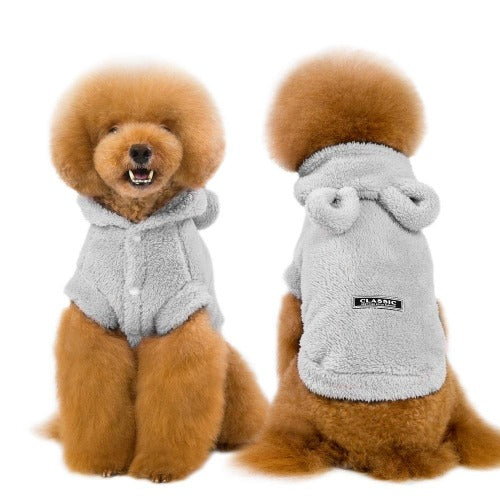 Teddy hoodie sweater costume with snap button fastener in 2 colors S-XXL - personalized custom engraved id tag dog cat collar personlig tilpasset gravere hund katt halsbånd 