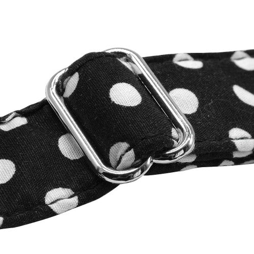 Polka dots fabric collar with engraved metal buckle in 3 colors S-L - personalized custom engraved id tag dog cat collar personlig tilpasset gravere hund katt halsbånd 